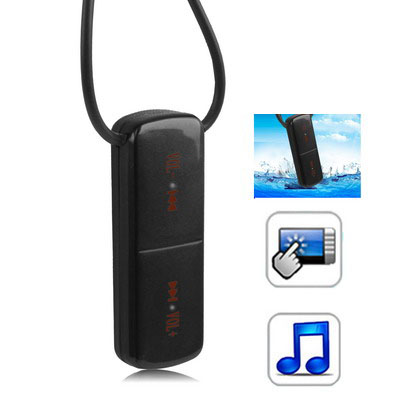 4GB Waterproof IPX7 Touch Button MP3 Player (Black) - Click Image to Close